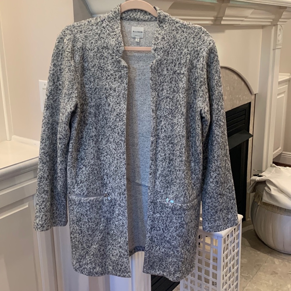 Ellison Salt and Pepper Heathered Grey Blazer Cardigan S